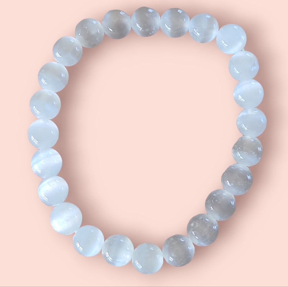 Selenite Gemstone Bracelet Clear/White